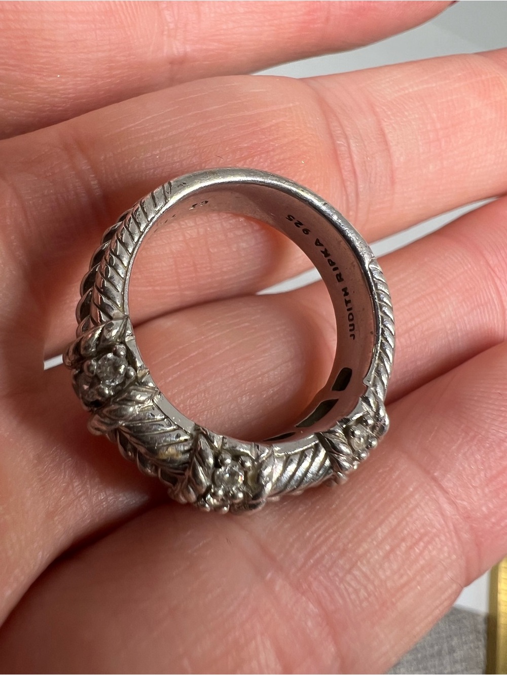 Judith Ripka Silver Braided Floral Band Ring - Picture 9 of 15